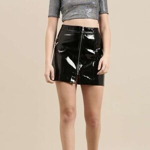 BERSHKA FAUX LEATHER MINI SKIRT